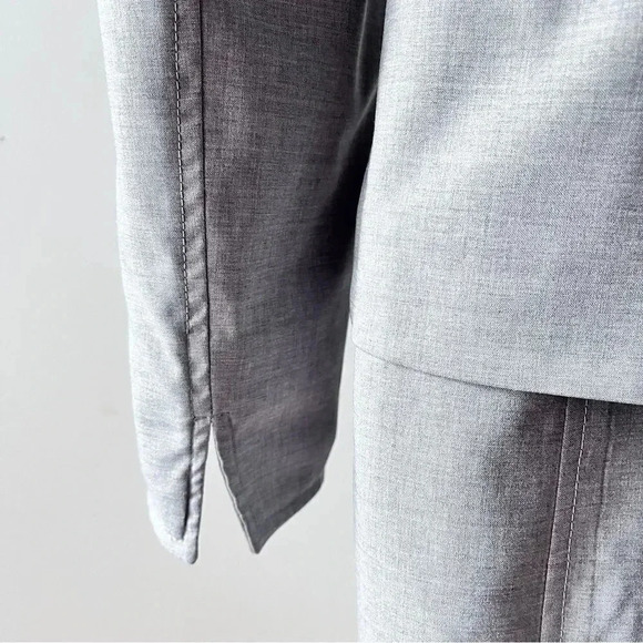 AKRIS Punto Minimalist Women’s Gray Wool Two Piece Dress Blazer Suit Size 10/12 - Picture 7 of 16
